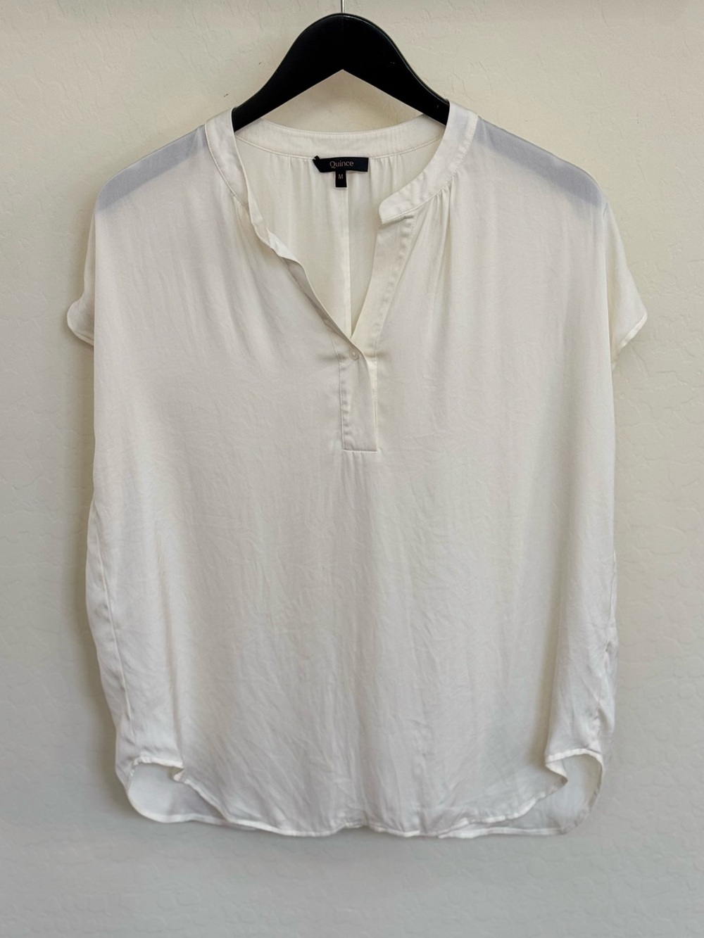 Quince Washable Stretch Silk Dolman Sleeve Blouse Ivory Medium